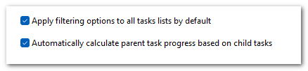 Two new options for Tasks