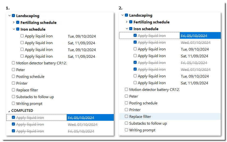Tasks grouped by Due Date