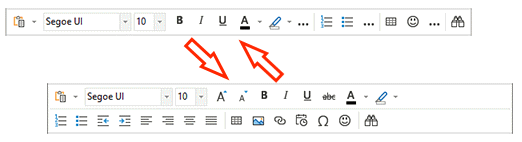 Compact toolbars in Mail and Notes